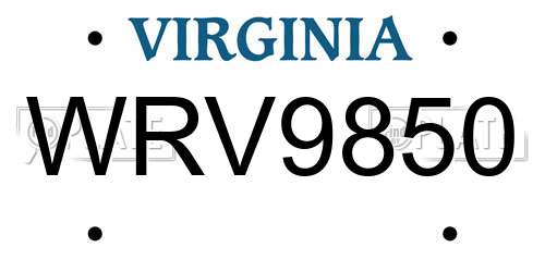WRV9850 Virginia License Plate