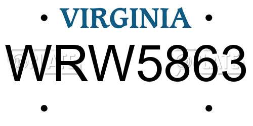 WRW5863 Virginia License Plate