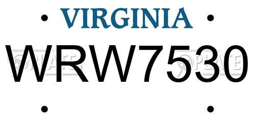 WRW7530 Virginia License Plate