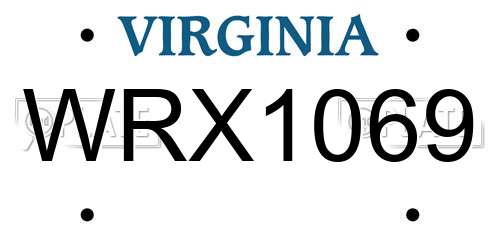 WRX1069 Virginia License Plate