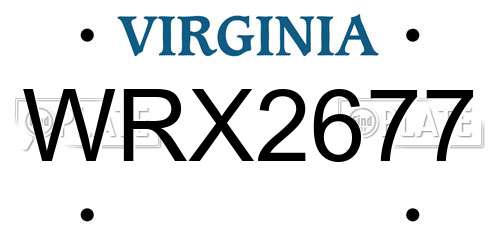 WRX2677 Virginia License Plate