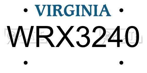 WRX3240 Virginia License Plate