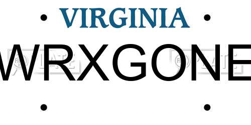 WRXGONE Virginia License Plate