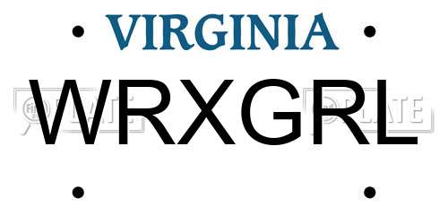 WRXGRL Virginia License Plate