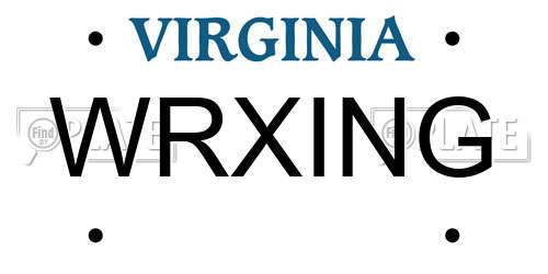 WRXING Virginia License Plate