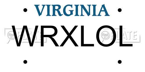 WRXLOL Virginia License Plate