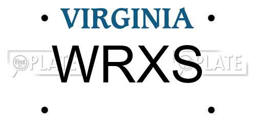 WRXS Virginia License Plate
