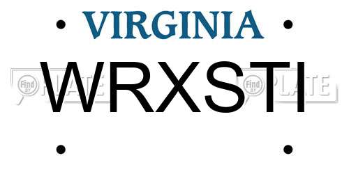 WRXSTI Virginia License Plate