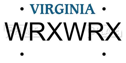 WRXWRX Virginia License Plate