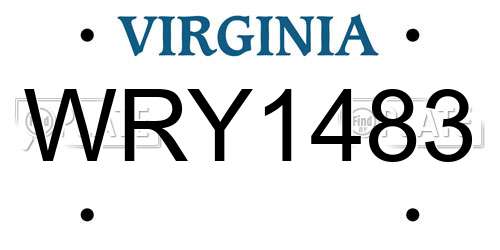 WRY1483 Virginia License Plate