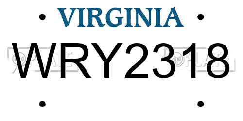 WRY2318 Virginia License Plate