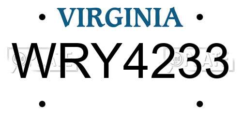 WRY4233 Virginia License Plate