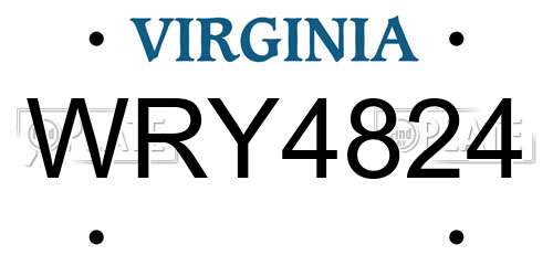 WRY4824 Virginia License Plate