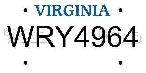 WRY4964 Virginia License Plate