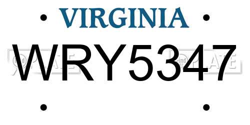 WRY5347 Virginia License Plate