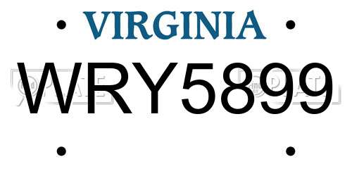 WRY5899 Virginia License Plate