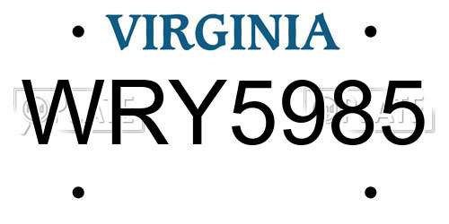 WRY5985 Virginia License Plate
