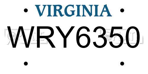 WRY6350 Virginia License Plate