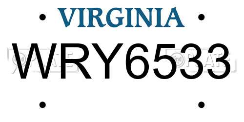 WRY6533 Virginia License Plate