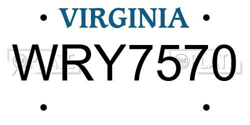 WRY7570 Virginia License Plate