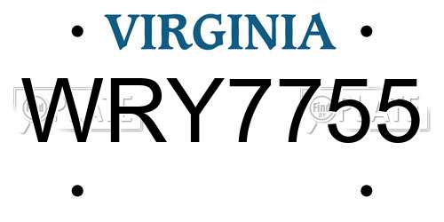 WRY7755 Virginia License Plate