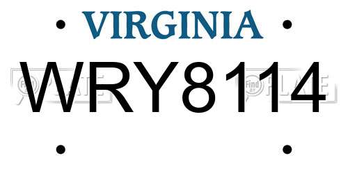 WRY8114 Virginia License Plate