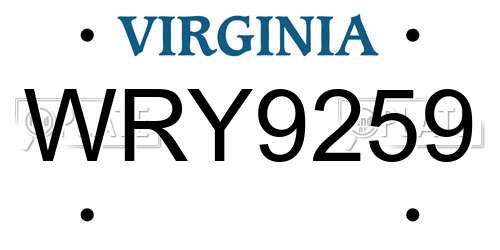 WRY9259 Virginia License Plate