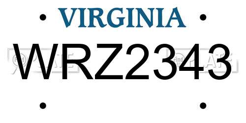 WRZ2343 Virginia License Plate