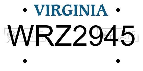 WRZ2945 Virginia License Plate