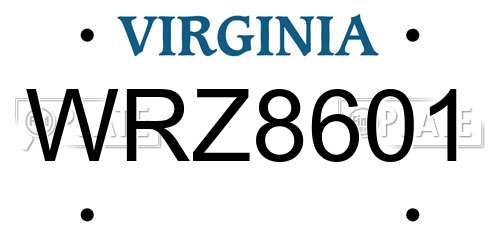 WRZ8601 Virginia License Plate