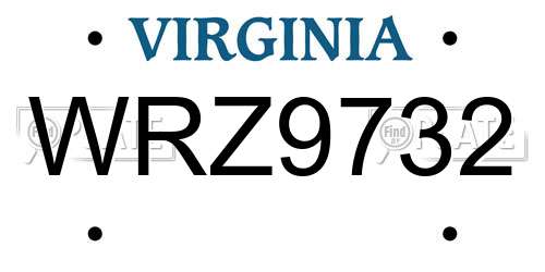 WRZ9732 Virginia License Plate