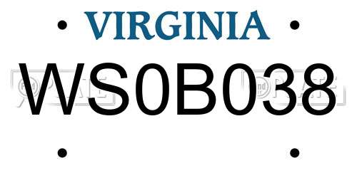 WS0B038 Virginia License Plate