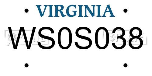 WS0S038 Virginia License Plate