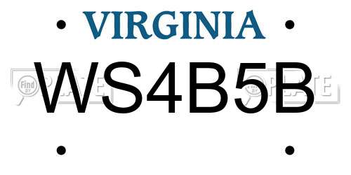 WS4B5B Virginia License Plate
