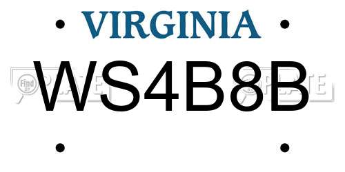 WS4B8B Virginia License Plate