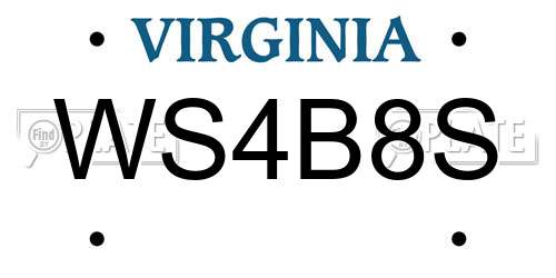 WS4B8S Virginia License Plate