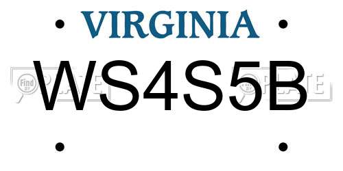WS4S5B Virginia License Plate