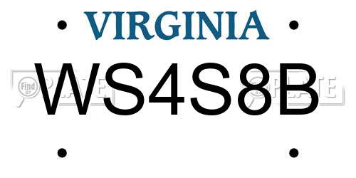 WS4S8B Virginia License Plate
