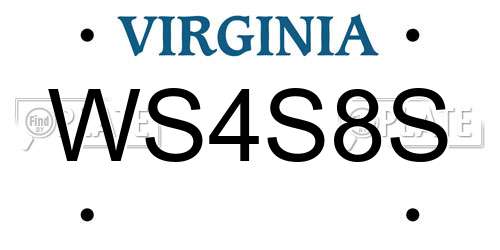 WS4S8S Virginia License Plate