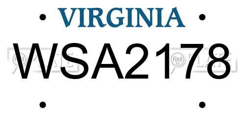 WSA2178 Virginia License Plate