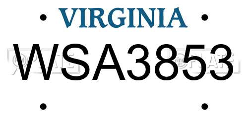 WSA3853 Virginia License Plate