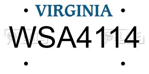 WSA4114 Virginia License Plate