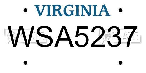 WSA5237 Virginia License Plate