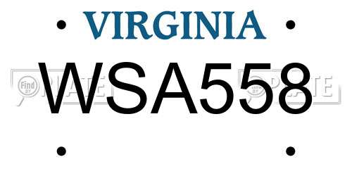 WSA558 Virginia License Plate