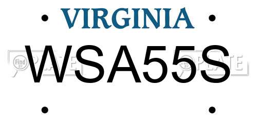 WSA55S Virginia License Plate