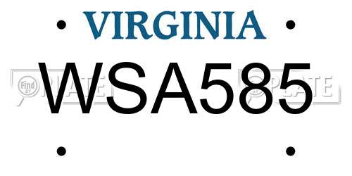 WSA585 Virginia License Plate