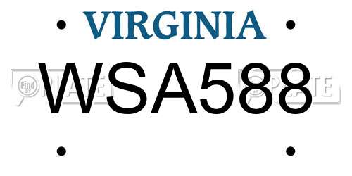 WSA588 Virginia License Plate