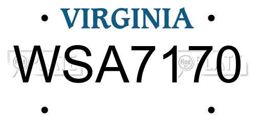 WSA7170 Virginia License Plate