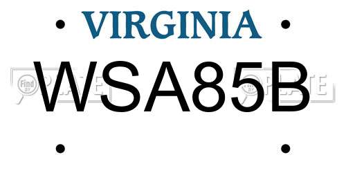 WSA85B Virginia License Plate