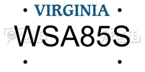 WSA85S Virginia License Plate